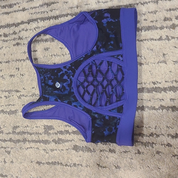 Lululemon Sweaty Or Not Bra Floral Sport Backdrop Iris Flower Multi / Iris Flow - Picture 7 of 10